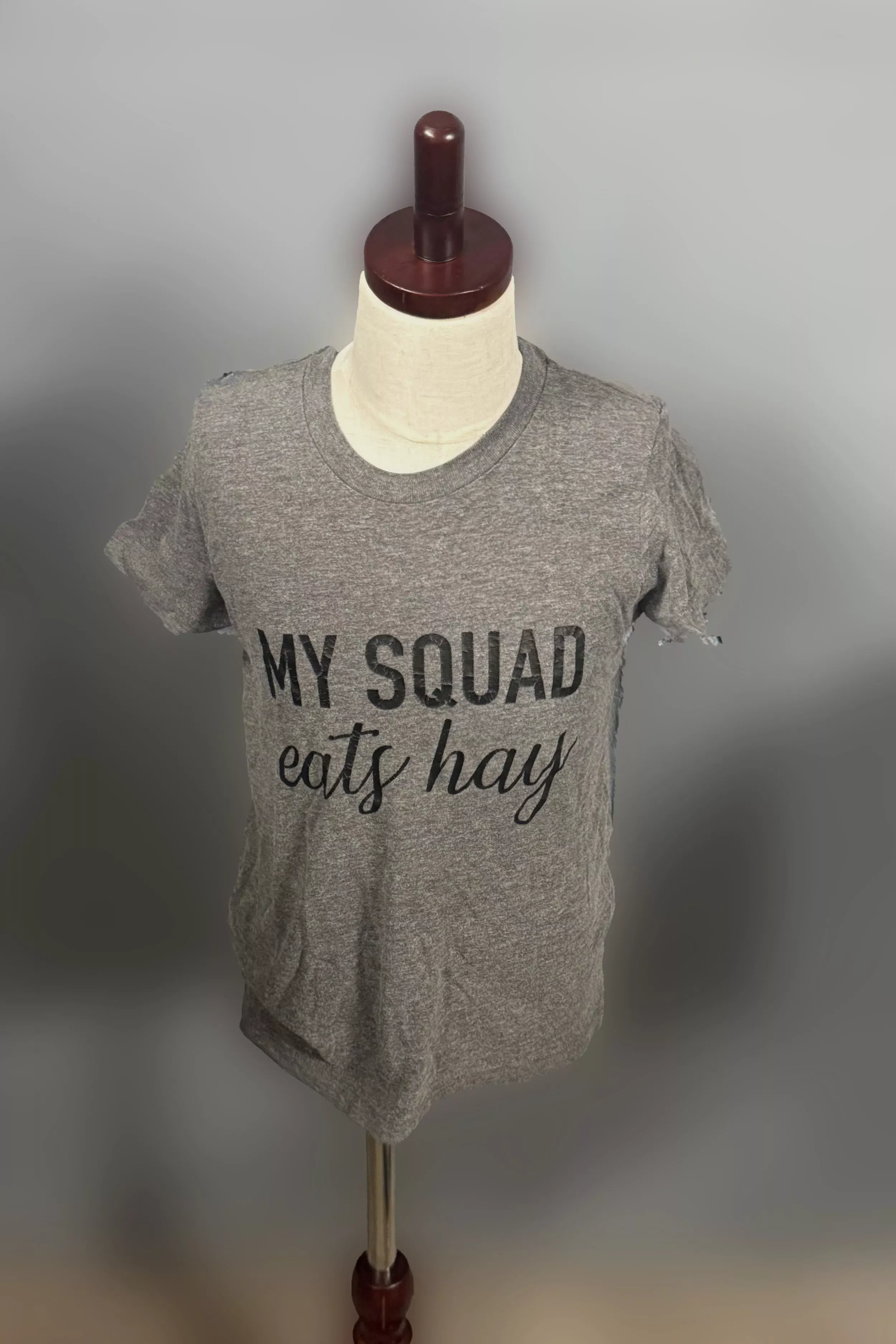 "My Squad Eats Hay" Graphic Short Sleeve Shirt In Grey - Kids Small