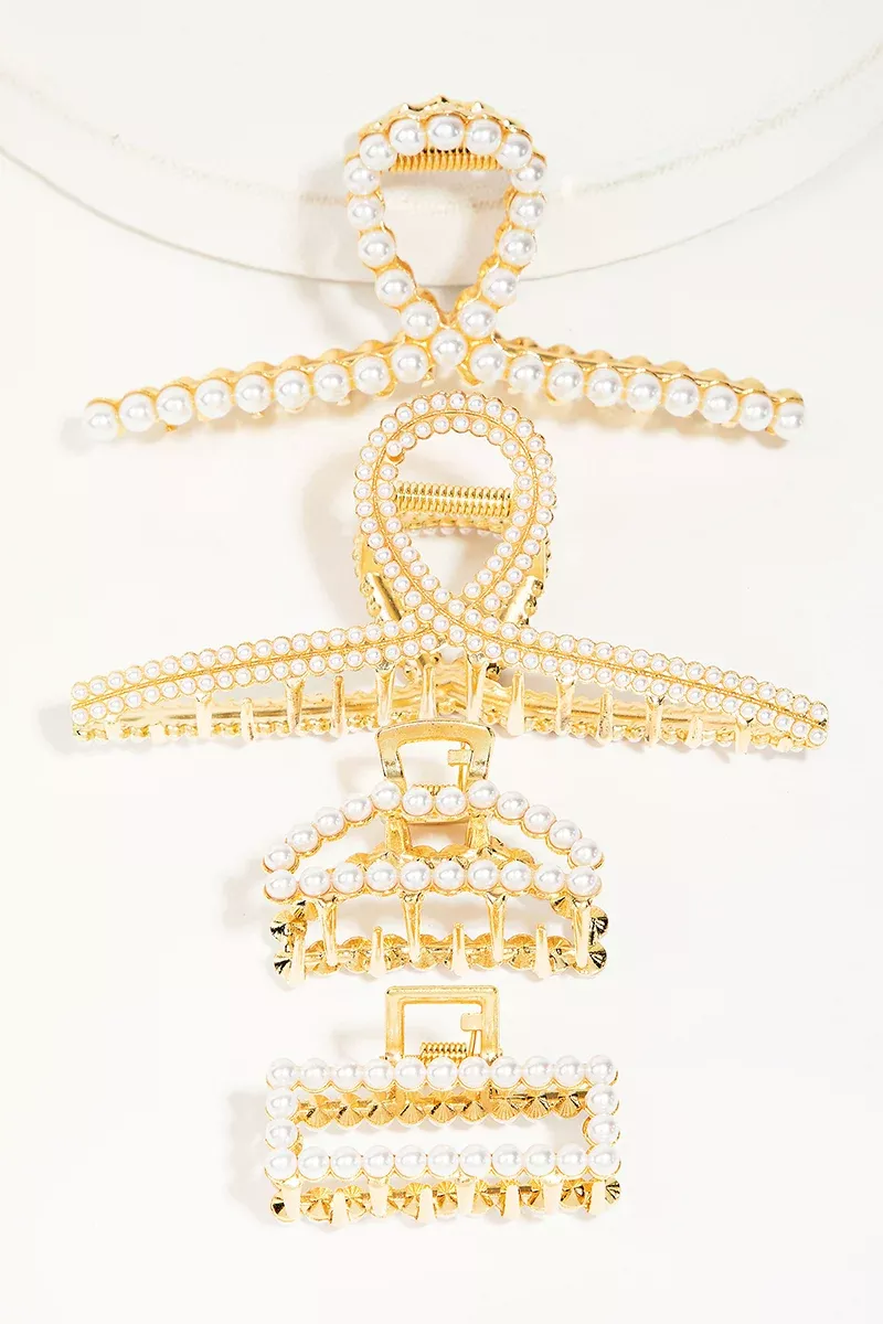 Pearl Beaded Claw Clip Set