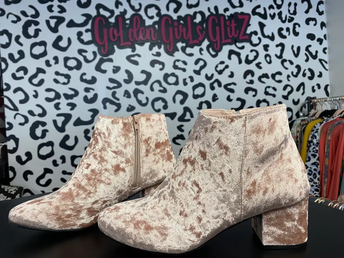 Pink Velvet Booties