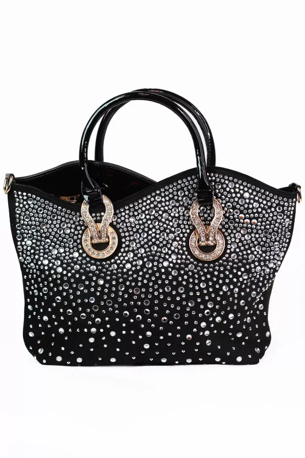 Purse w/ Ombre Rhinestones and Patent Leather Accents
