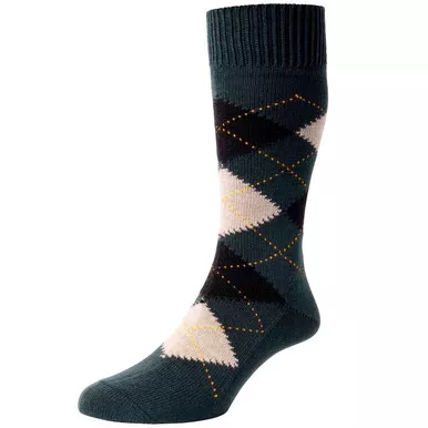 +Racton Pantherella Argyle Merino Wool Boot Socks