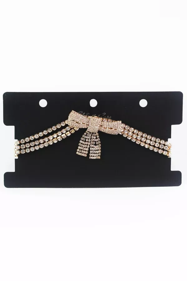 Rhinestone Bow Choker