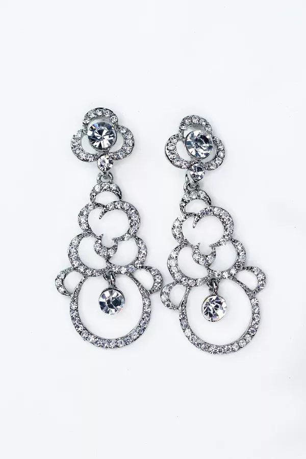 Rhinestone Swirl Chandelier Earring