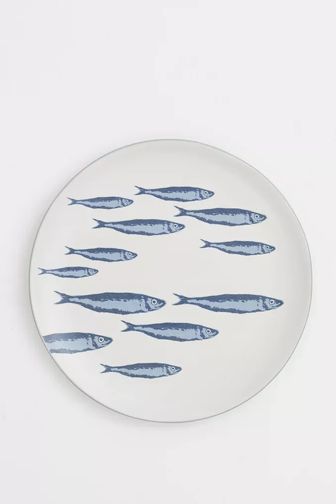 School Of Fish Platter, White/Blue, : 13-In - H: 1-In