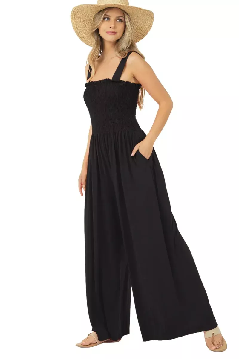 Smocked Sleeveless Jumpsuit