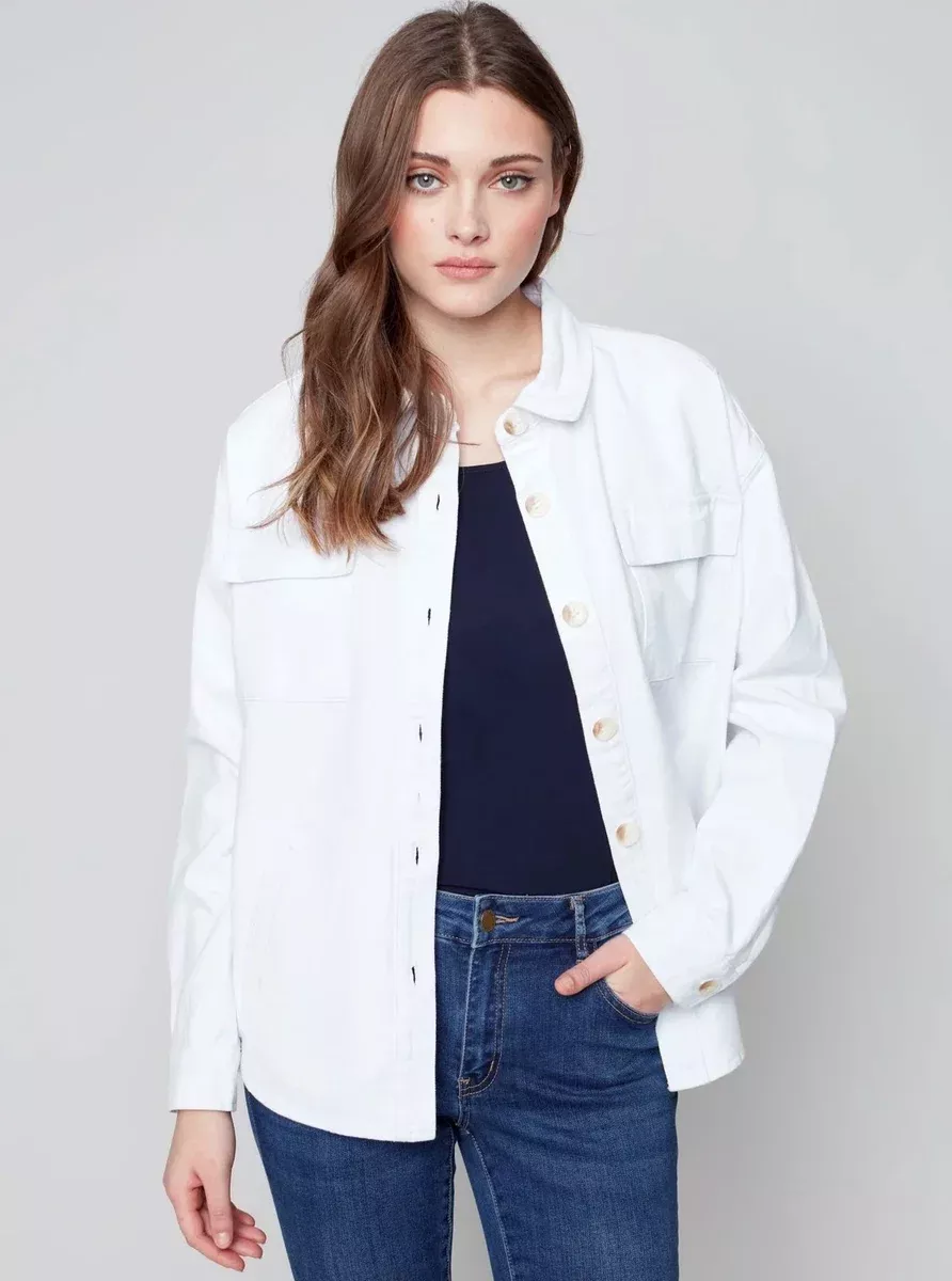 Solid Jean Jacket [White-C6248]