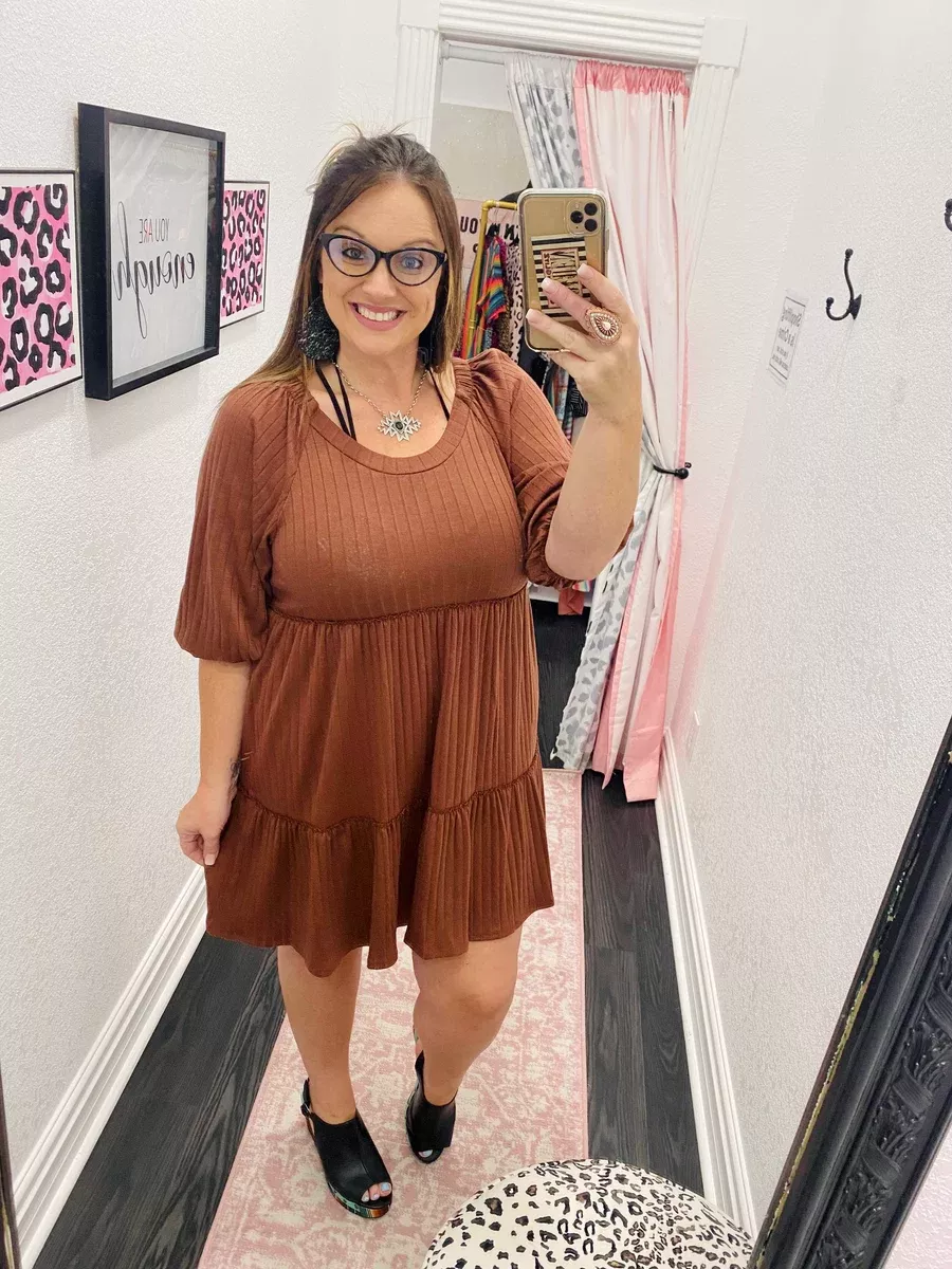 Solid Rib Babydoll Dress