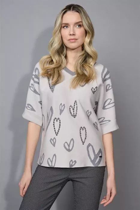 Stone Heart Embellished Sweater, FINAL SALE