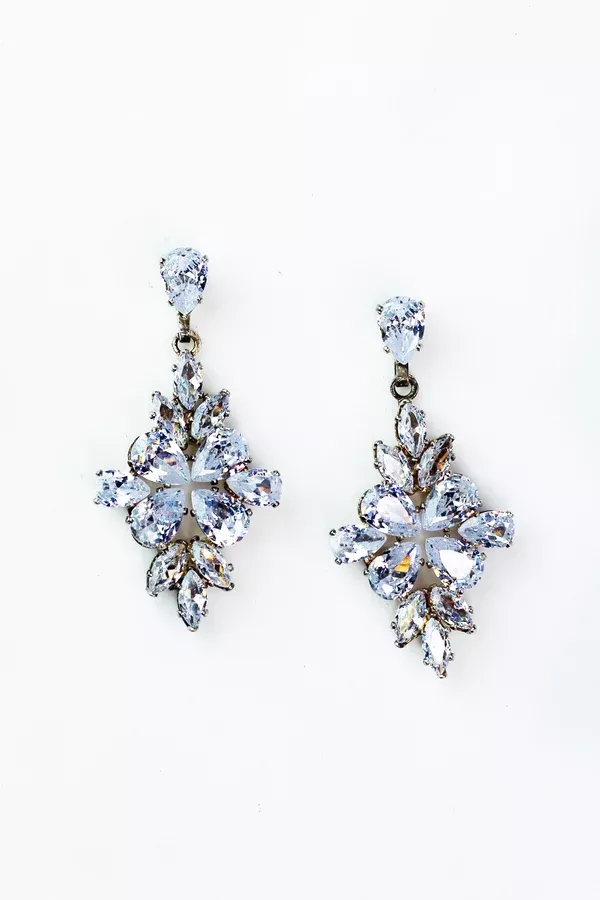 Teardrop Marquise Stone Cluster Dangle Earrings (SALE)