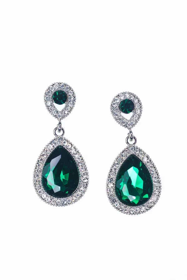Teardrop Rhinestone Trim Earring