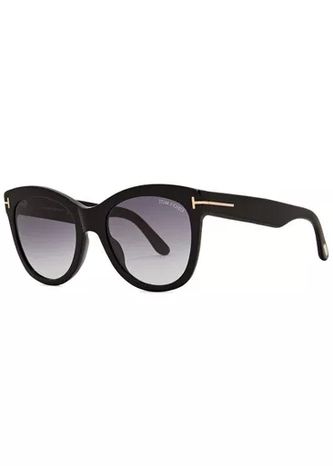 TOM FORD Wallace black round-frame sunglasses