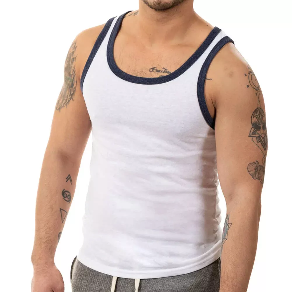 "Varsity Tank" Tri-Blend Tank Top in Pure White