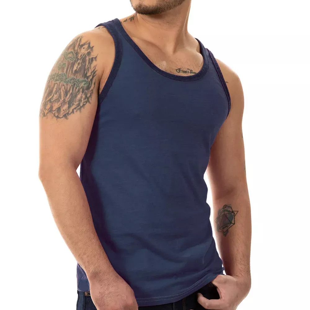 "Varsity Tank" Tri-Blend Tank Top in True Blue Heather (SIZE L)