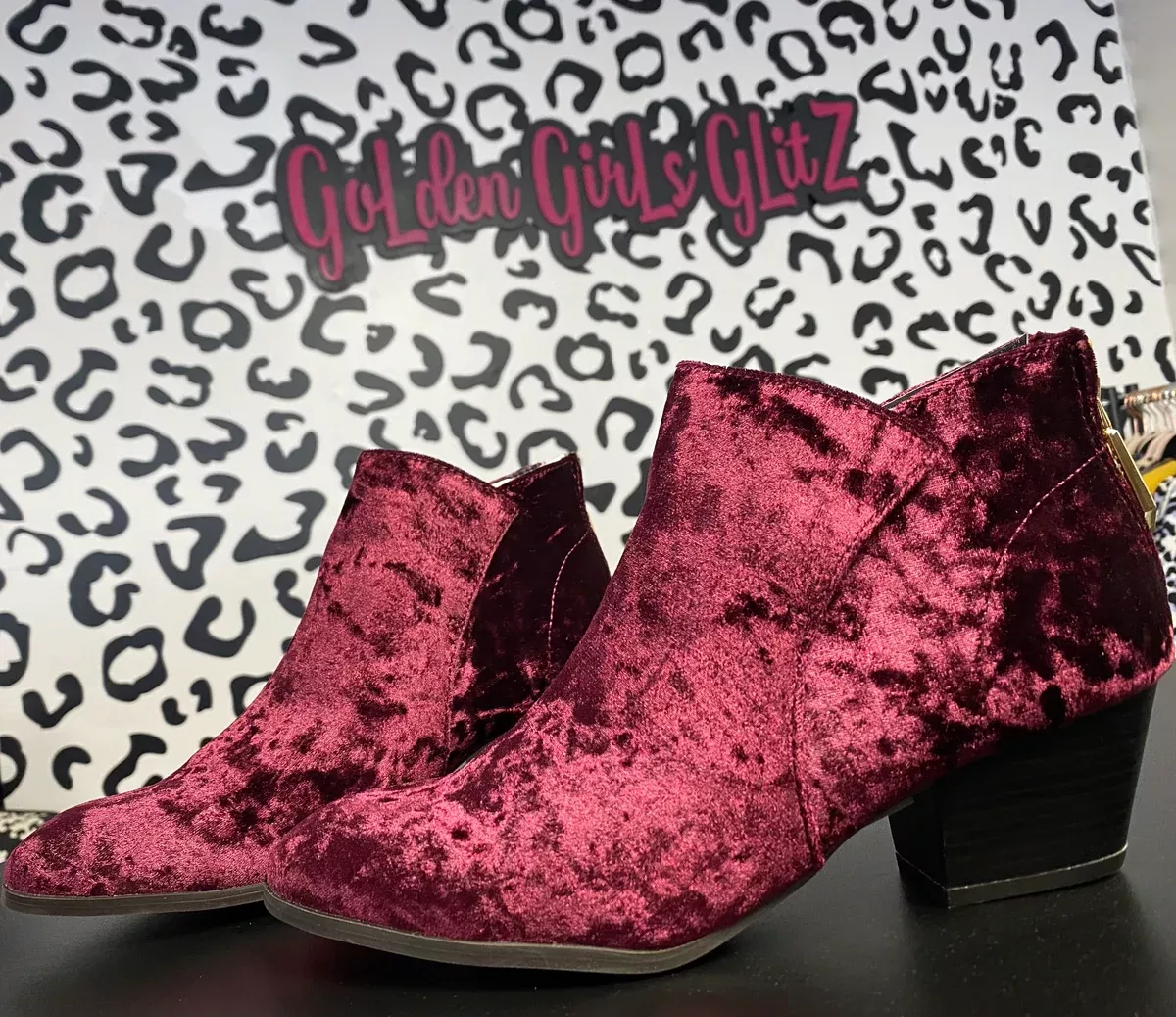 Velvet Burgundy Booties