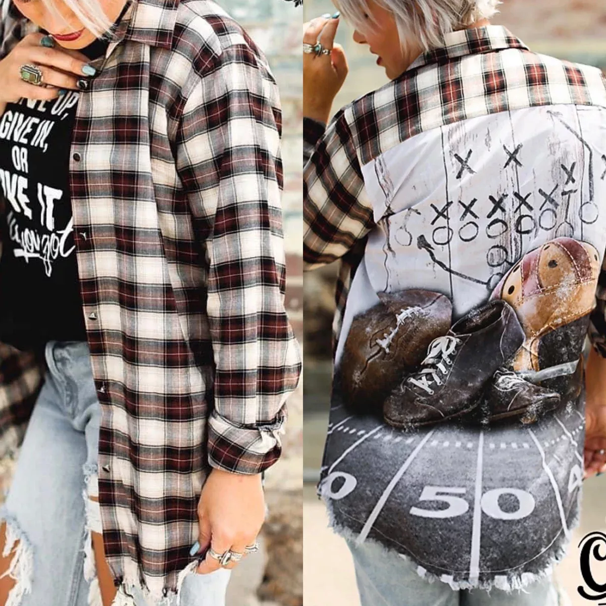 Vintage Game Plaid Tops