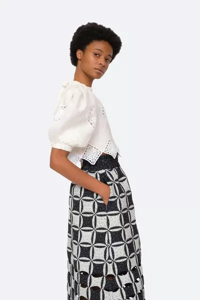 Vlada Crochet Puff Sleeve Top