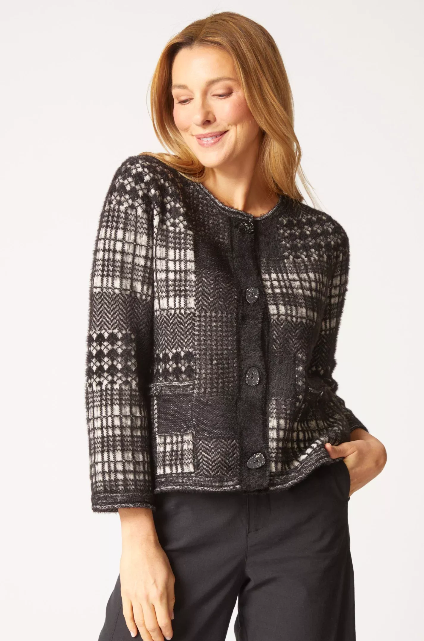 Windowpane Cardigan, FINAL SALE
