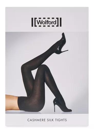 WOLFORD Black cashmere and silk blend tights