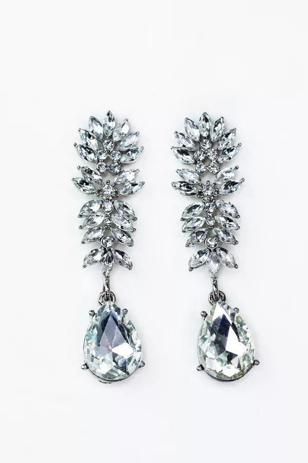 XS Rhinestone Almond W/ Teardrop Dangle Earring