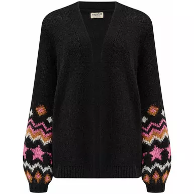 Yvette Sugarhill Fairisle Sleeve Open Cardigan B