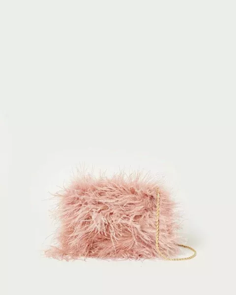 Zahara Mini Feather Pouch ~ Blush