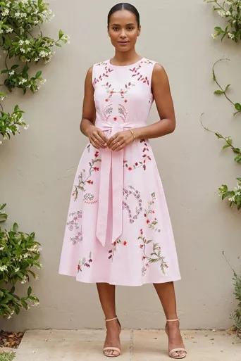 ZAIRA PINK EMBROIDERED DRESS