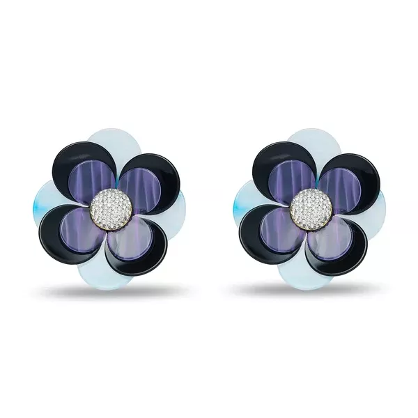 Zinnia Earrings ~ Jet Fusion