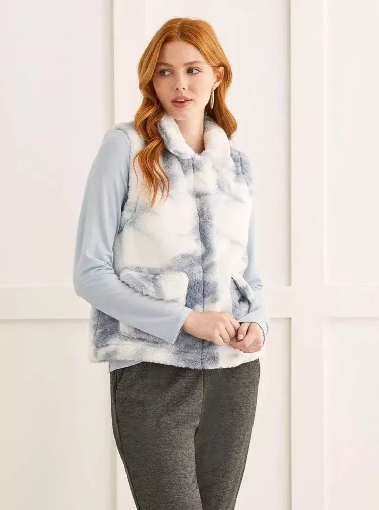 Zip Up Fur Vests [Celestial Blue-7972O]